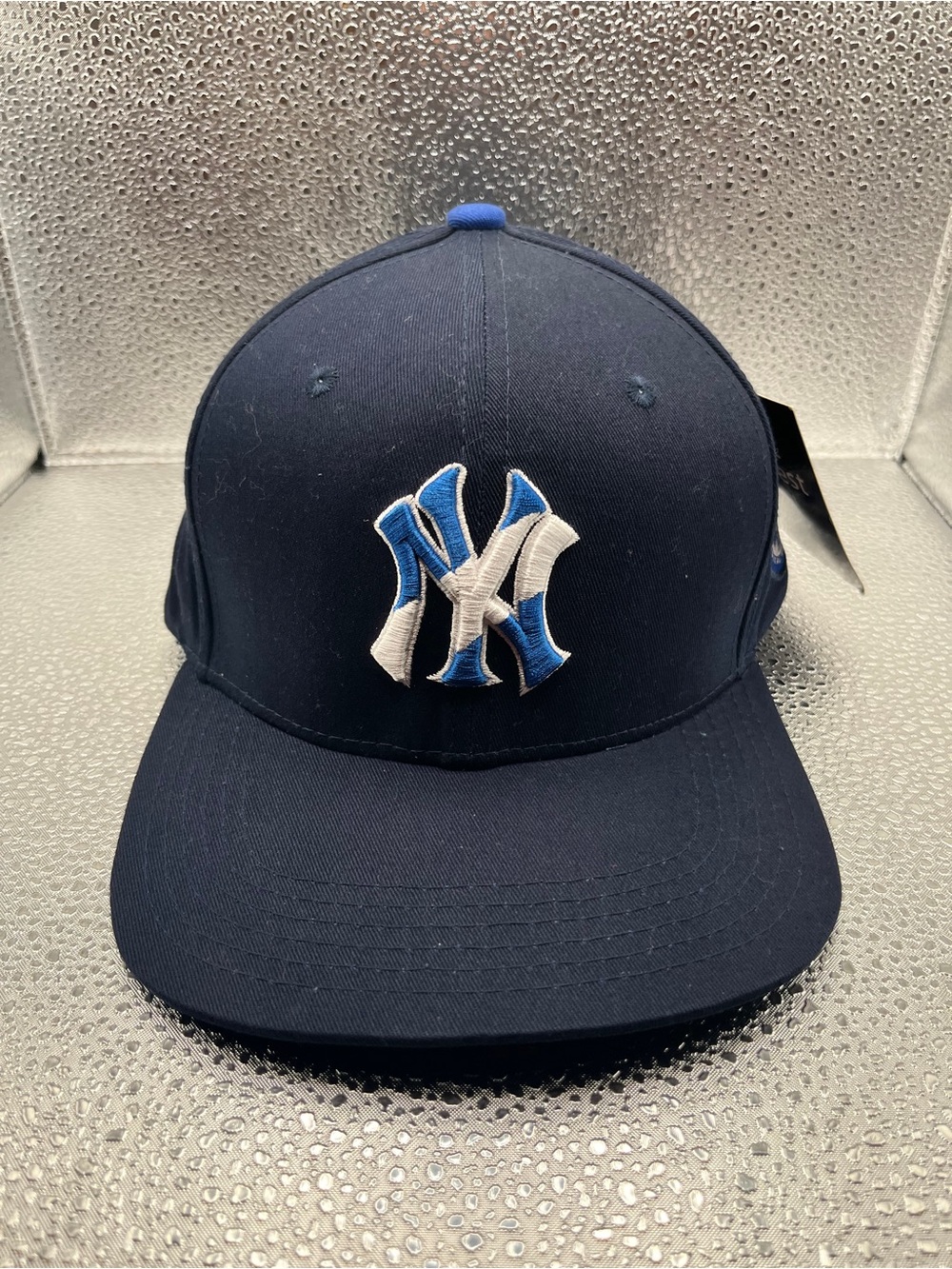 Embroidered Navy Blue Baseball Cap with Two-Tone Front Logo